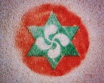 #iconos de un pasado cercano, presente olvidado y futuro incierto #EAEANV #símbolo #verde #rojo #sobreimpresion #plantilla #spray #graffiti #lauburu #estrella6puntas #pared – Instagram